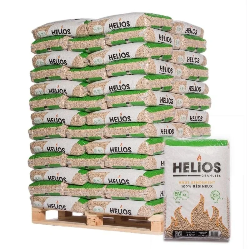 HELIOS Holzpellets, 6 mm – Palette 65 Säcke à 15 kg – 975 kg